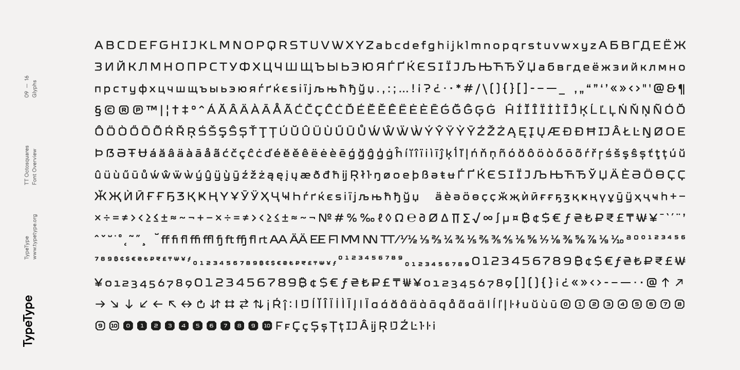 TT Octosquares Condensed Thin Italic Font preview